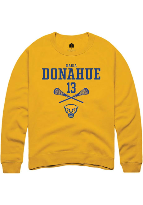 Maria Donahue Rally Mens Gold Pitt Panthers NIL Sport Icon Crew Sweatshirt