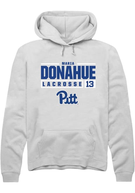 Maria Donahue Rally Mens White Pitt Panthers NIL Stacked Box Hooded Sweatshirt