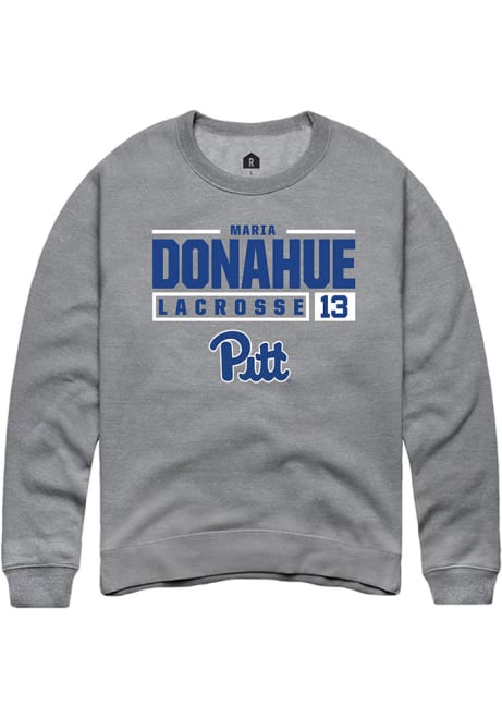 Maria Donahue Rally Mens Graphite Pitt Panthers NIL Stacked Box Crew Sweatshirt