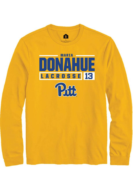 Maria Donahue Rally Mens Gold Pitt Panthers NIL Stacked Box Tee