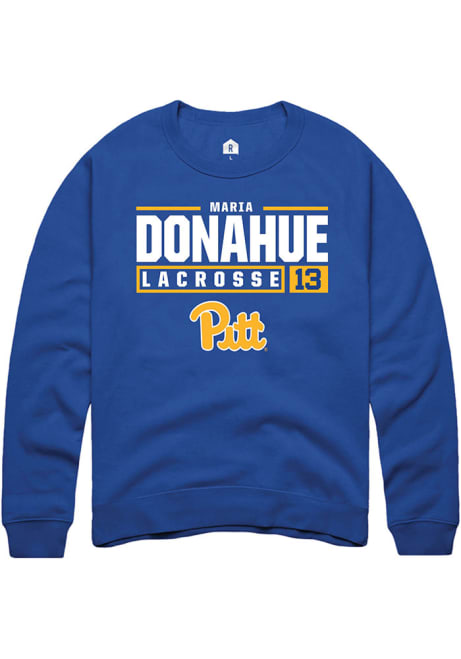 Maria Donahue Rally Mens Blue Pitt Panthers NIL Stacked Box Crew Sweatshirt