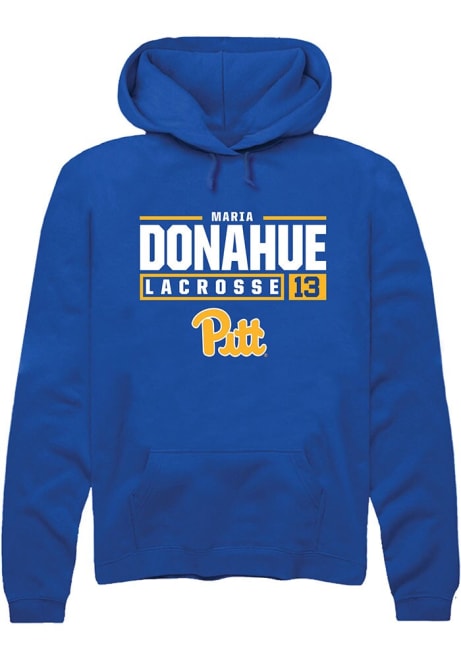 Maria Donahue Rally Mens Blue Pitt Panthers NIL Stacked Box Hooded Sweatshirt