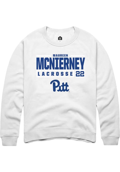 Maureen McNierney Rally Mens White Pitt Panthers NIL Stacked Box Crew Sweatshirt