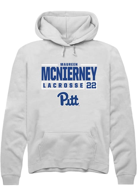 Maureen McNierney Rally Mens White Pitt Panthers NIL Stacked Box Hooded Sweatshirt