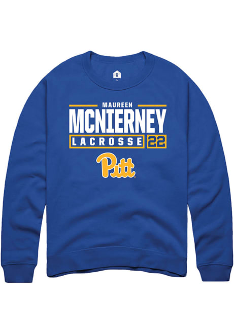 Maureen McNierney Rally Mens Blue Pitt Panthers NIL Stacked Box Crew Sweatshirt