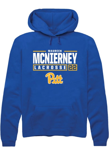 Maureen McNierney Rally Mens Blue Pitt Panthers NIL Stacked Box Hooded Sweatshirt