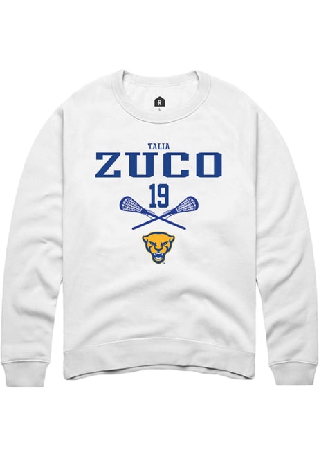 Talia Zuco Rally Mens White Pitt Panthers NIL Sport Icon Crew Sweatshirt