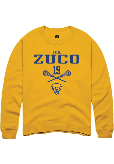 Talia Zuco Rally Mens Gold Pitt Panthers NIL Sport Icon Crew Sweatshirt