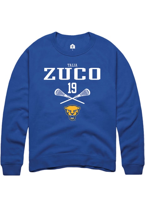 Talia Zuco Rally Mens Blue Pitt Panthers NIL Sport Icon Crew Sweatshirt