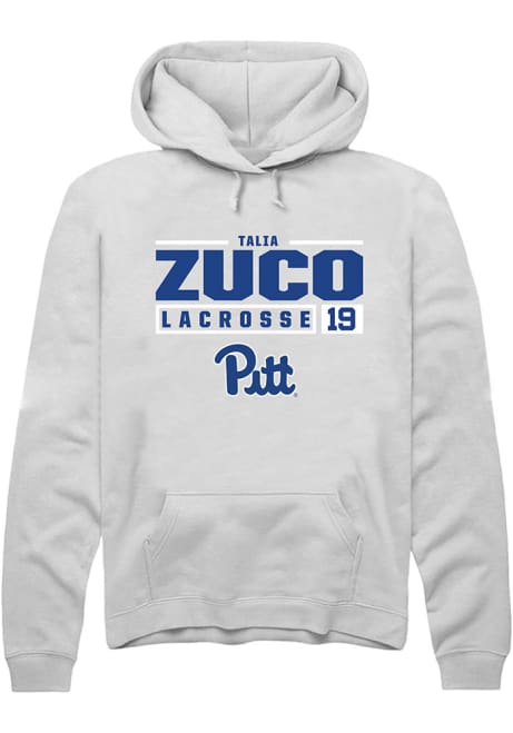 Talia Zuco Rally Mens White Pitt Panthers NIL Stacked Box Hooded Sweatshirt