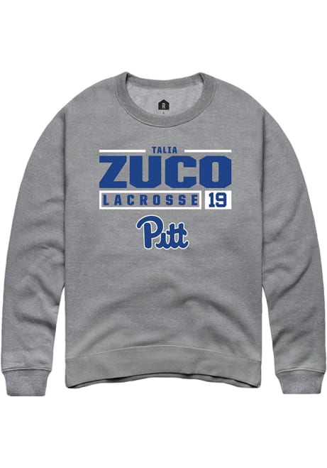 Talia Zuco Rally Mens Graphite Pitt Panthers NIL Stacked Box Crew Sweatshirt