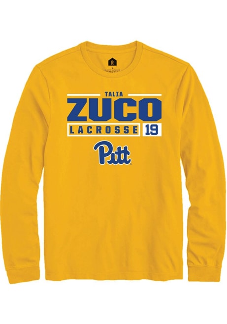 Talia Zuco Rally Mens Gold Pitt Panthers NIL Stacked Box Tee