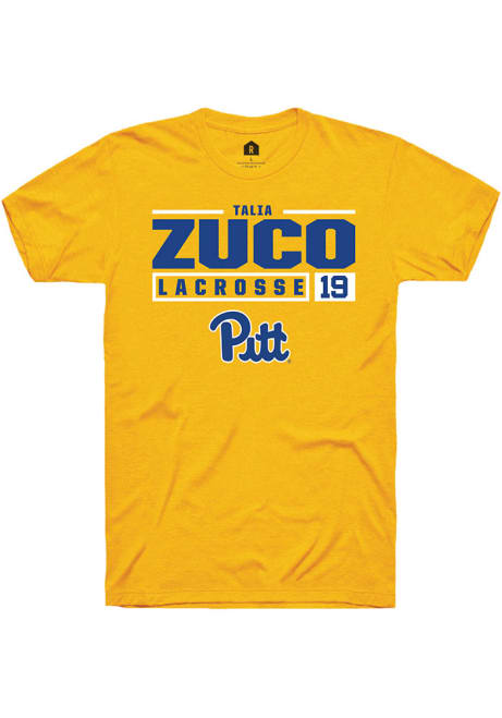 Talia Zuco Gold Pitt Panthers NIL Stacked Box Short Sleeve T Shirt