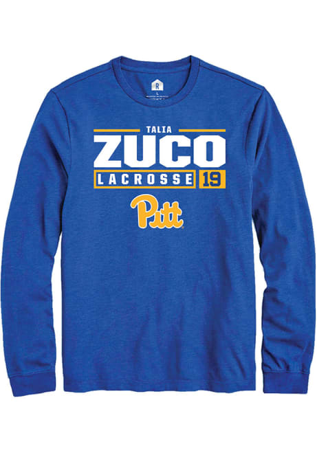 Talia Zuco Rally Mens Blue Pitt Panthers NIL Stacked Box Tee