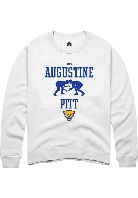 Luca Augustine Rally Mens White Pitt Panthers NIL Sport Icon Crew Sweatshirt