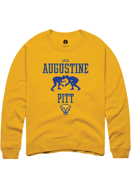 Luca Augustine Rally Mens Gold Pitt Panthers NIL Sport Icon Crew Sweatshirt