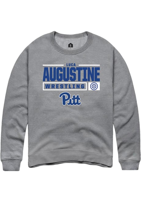 Luca Augustine Rally Mens Graphite Pitt Panthers NIL Stacked Box Crew Sweatshirt