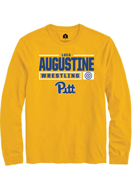 Luca Augustine Rally Mens Gold Pitt Panthers NIL Stacked Box Tee