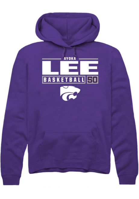 Ayoka Lee Rally Mens Purple K-State Wildcats NIL Stacked Box Hooded Sweatshirt