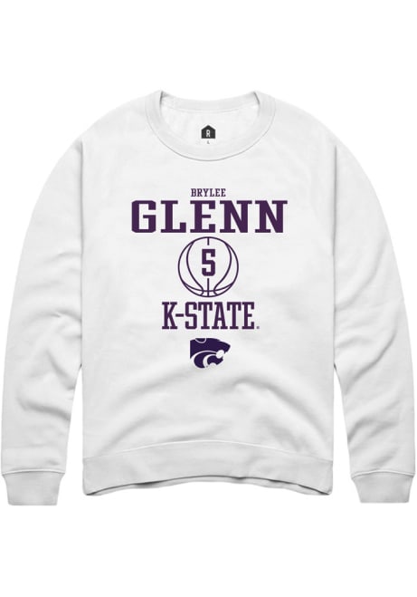 Brylee Glenn Rally Mens White K-State Wildcats NIL Sport Icon Crew Sweatshirt