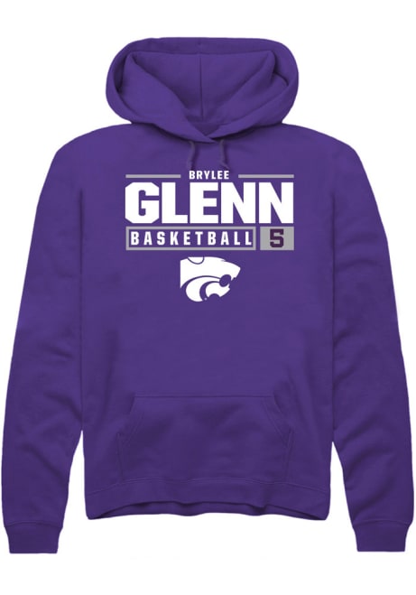 Brylee Glenn Rally Mens Purple K-State Wildcats NIL Stacked Box Hooded Sweatshirt
