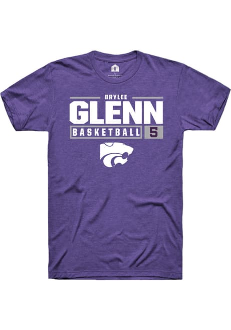 Brylee Glenn Purple K-State Wildcats NIL Stacked Box Short Sleeve T Shirt