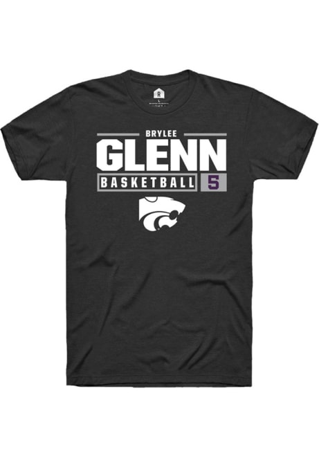Brylee Glenn Black K-State Wildcats NIL Stacked Box Short Sleeve T Shirt