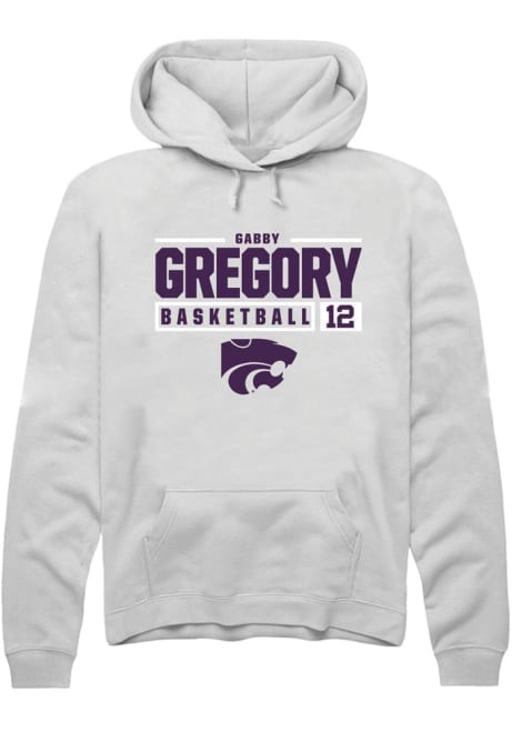 Gabriella Gregory Rally Mens White K-State Wildcats NIL Stacked Box Hooded Sweatshirt