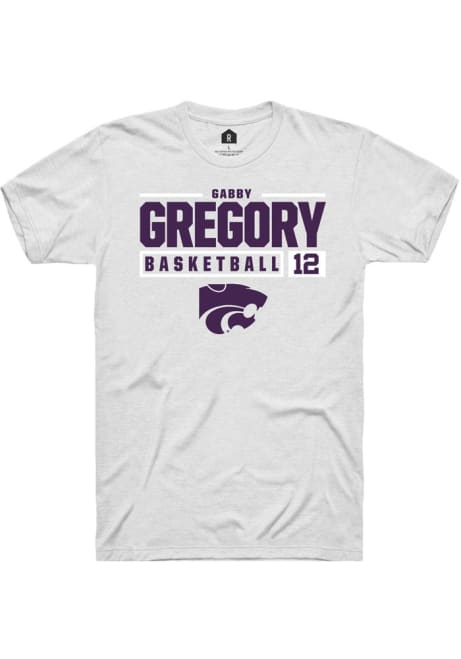 Gabriella Gregory White K-State Wildcats NIL Stacked Box Short Sleeve T Shirt