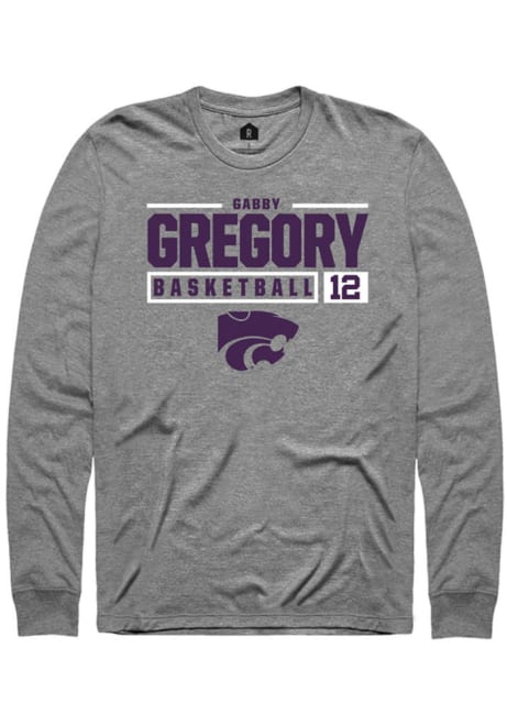 Gabriella Gregory Rally Mens Graphite K-State Wildcats NIL Stacked Box Tee