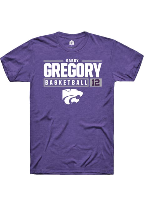 Gabriella Gregory Purple K-State Wildcats NIL Stacked Box Short Sleeve T Shirt