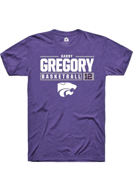 Gabriella Gregory Purple K-State Wildcats NIL Stacked Box Short Sleeve T Shirt