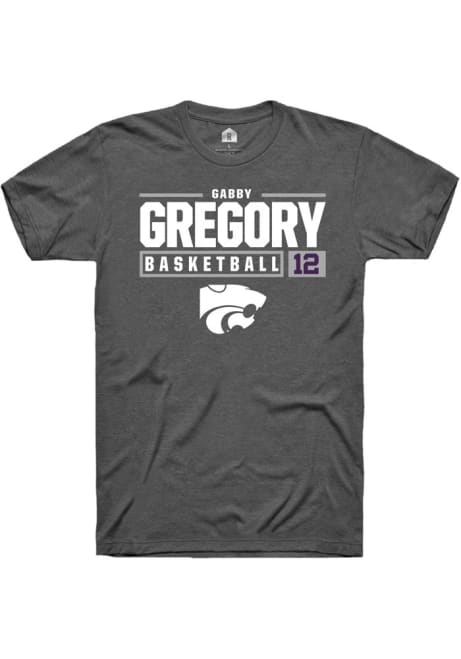 Gabriella Gregory Dark Grey K-State Wildcats NIL Stacked Box Short Sleeve T Shirt