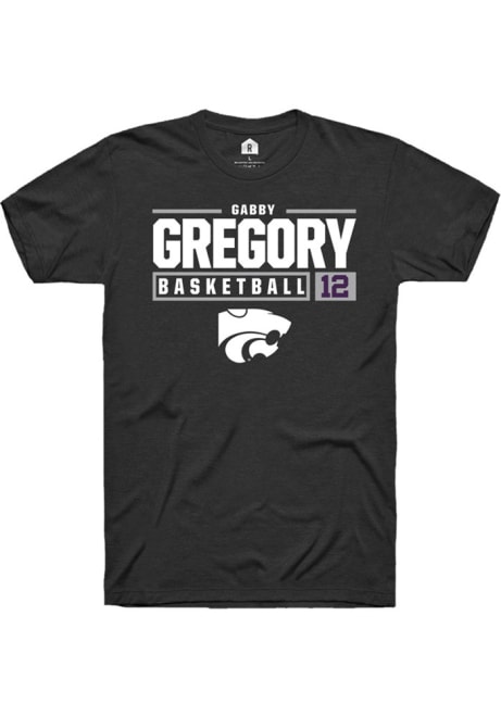 Gabriella Gregory Black K-State Wildcats NIL Stacked Box Short Sleeve T Shirt