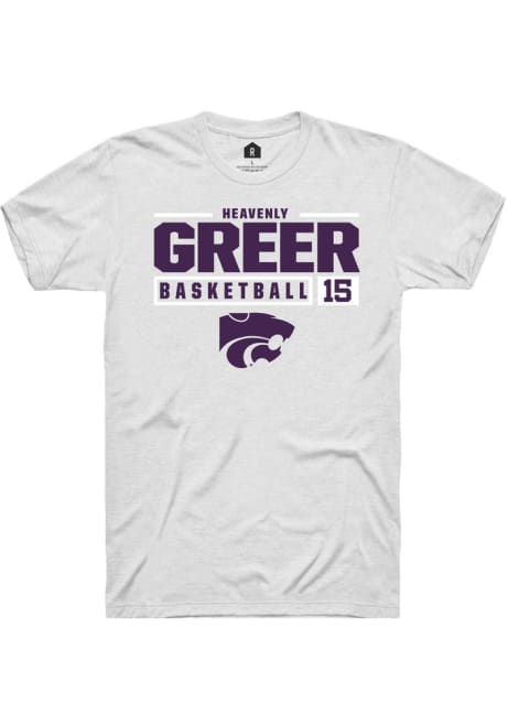 Heavenly Greer White K-State Wildcats NIL Stacked Box Short Sleeve T Shirt