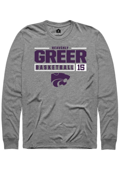 Heavenly Greer Rally Mens Graphite K-State Wildcats NIL Stacked Box Tee