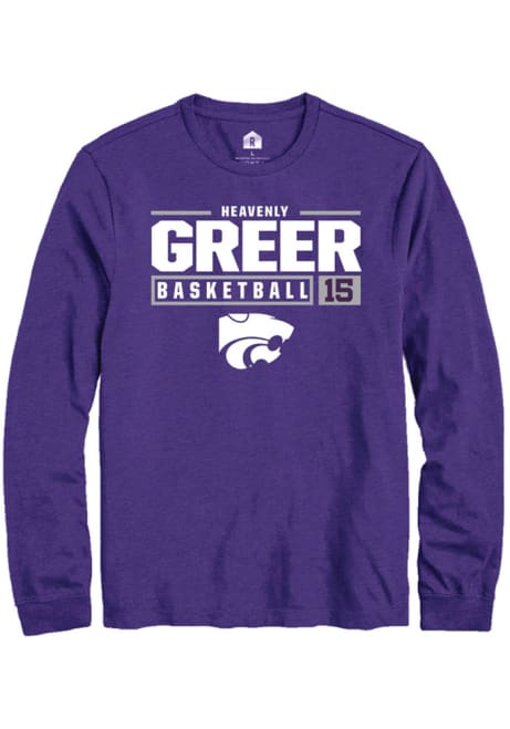 Heavenly Greer Rally Mens Purple K-State Wildcats NIL Stacked Box Tee
