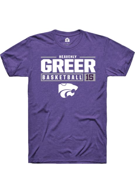 Heavenly Greer Purple K-State Wildcats NIL Stacked Box Short Sleeve T Shirt