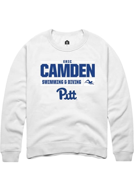 Eric Camden Rally Mens White Pitt Panthers NIL Stacked Box Crew Sweatshirt