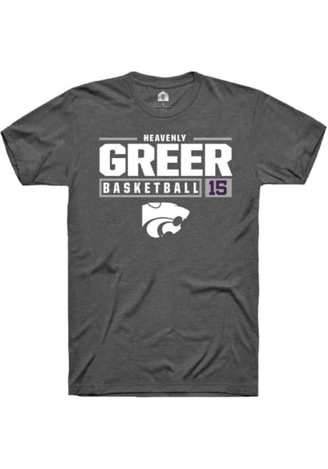 Heavenly Greer Dark Grey K-State Wildcats NIL Stacked Box Short Sleeve T Shirt