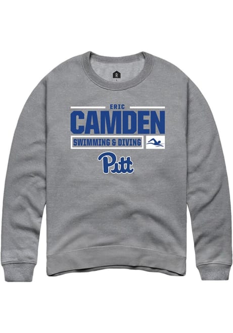 Eric Camden Rally Mens Graphite Pitt Panthers NIL Stacked Box Crew Sweatshirt