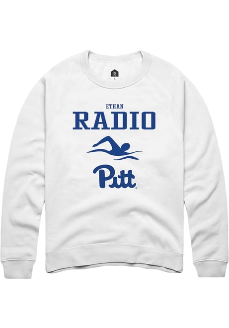 Ethan Radio Rally Mens White Pitt Panthers NIL Sport Icon Crew Sweatshirt