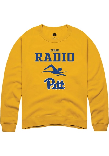 Ethan Radio Rally Mens Gold Pitt Panthers NIL Sport Icon Crew Sweatshirt