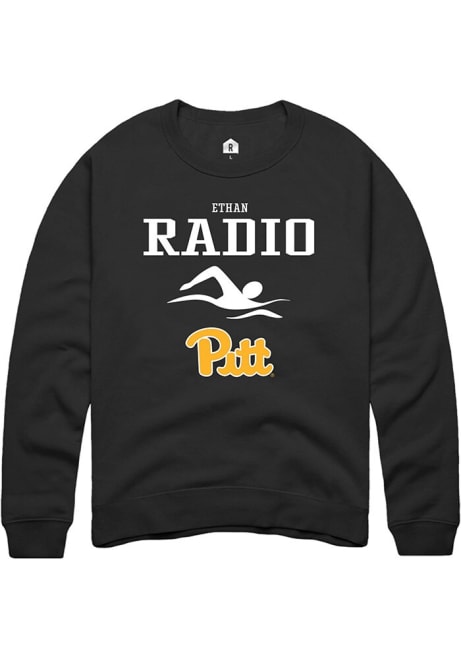 Ethan Radio Rally Mens Black Pitt Panthers NIL Sport Icon Crew Sweatshirt