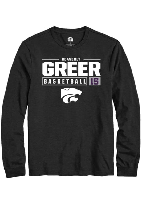 Heavenly Greer Rally Mens Black K-State Wildcats NIL Stacked Box Tee