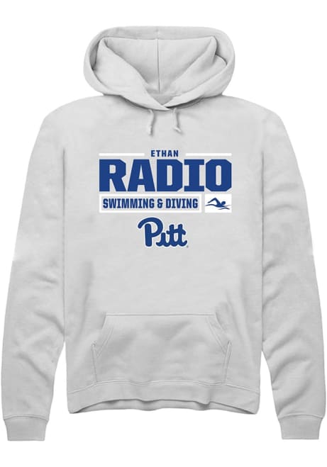 Ethan Radio Rally Mens White Pitt Panthers NIL Stacked Box Hooded Sweatshirt