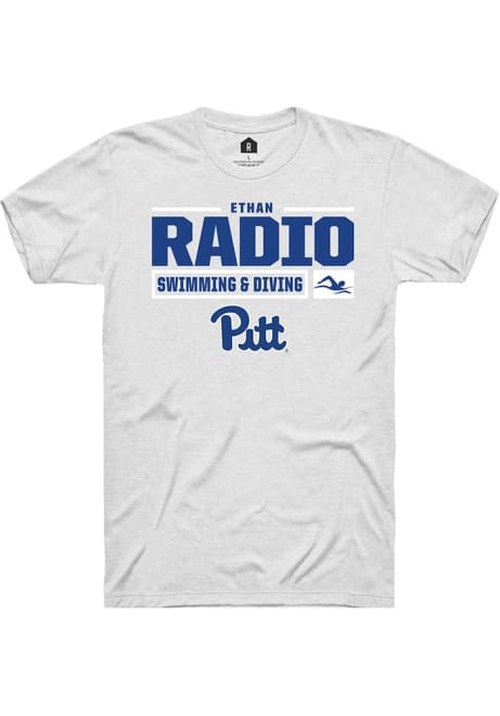 Ethan Radio White Pitt Panthers NIL Stacked Box Short Sleeve T Shirt