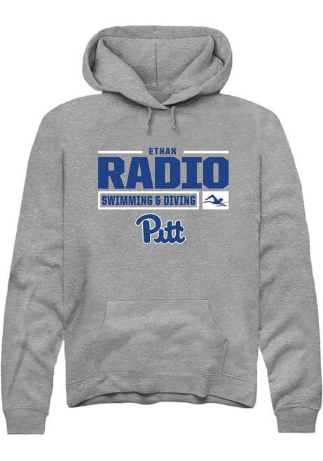 Ethan Radio Rally Mens Graphite Pitt Panthers NIL Stacked Box Hooded Sweatshirt