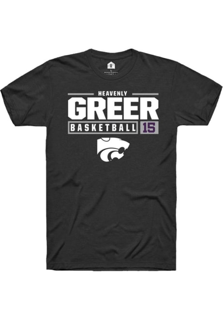 Heavenly Greer Black K-State Wildcats NIL Stacked Box Short Sleeve T Shirt