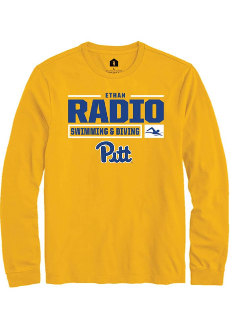 Ethan Radio Rally Mens Gold Pitt Panthers NIL Stacked Box Tee